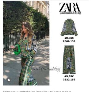 Zara Matching Set Flowy Printed XS